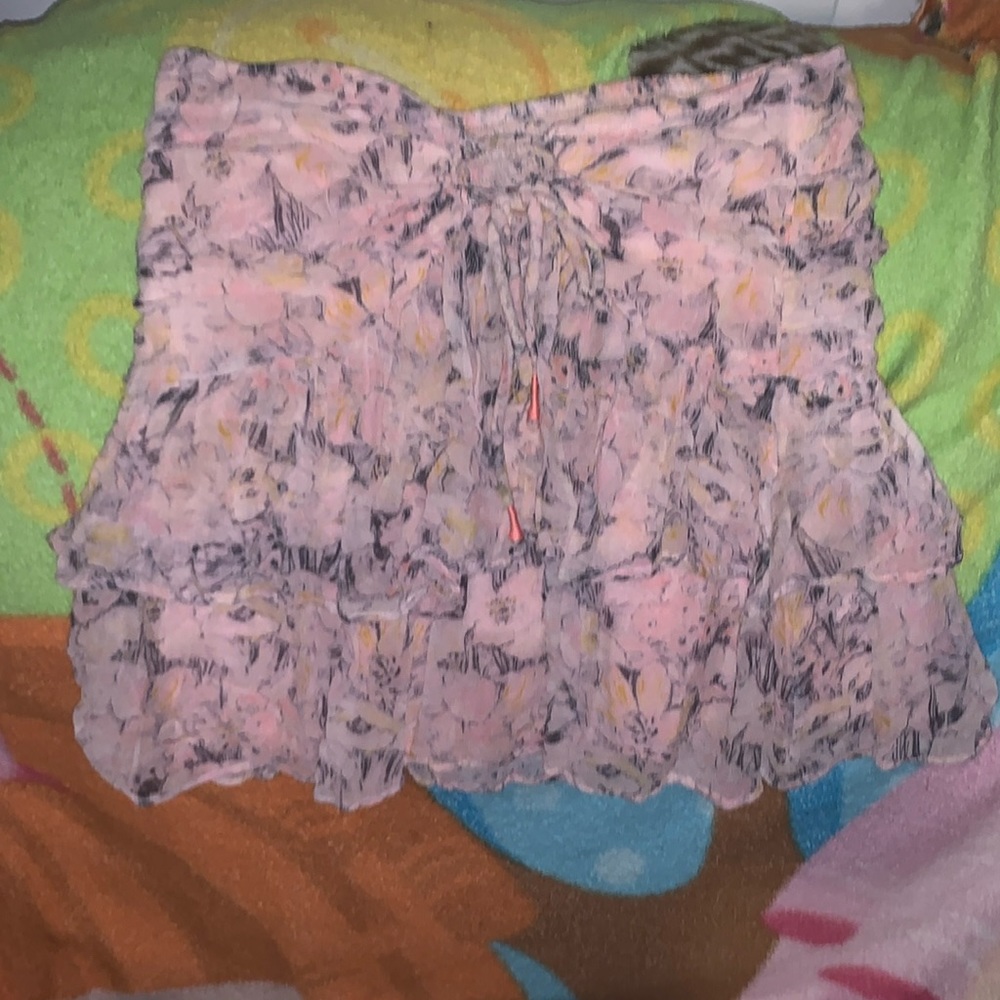Anthropologie ruched mini skirt